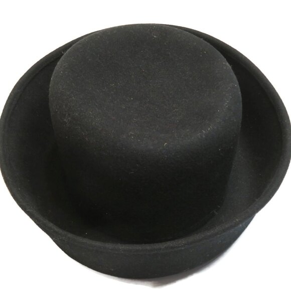 New York Hat Co Mens Fedora Bucket Top Hat 100% Wool Black 7" DIA Made In USA - Picture 8 of 9